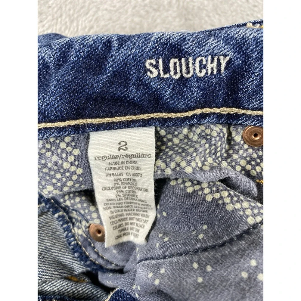 American Eagle Women's‎ Jeans Sz 2   Stretch Slouchy Med Wash Distressed
